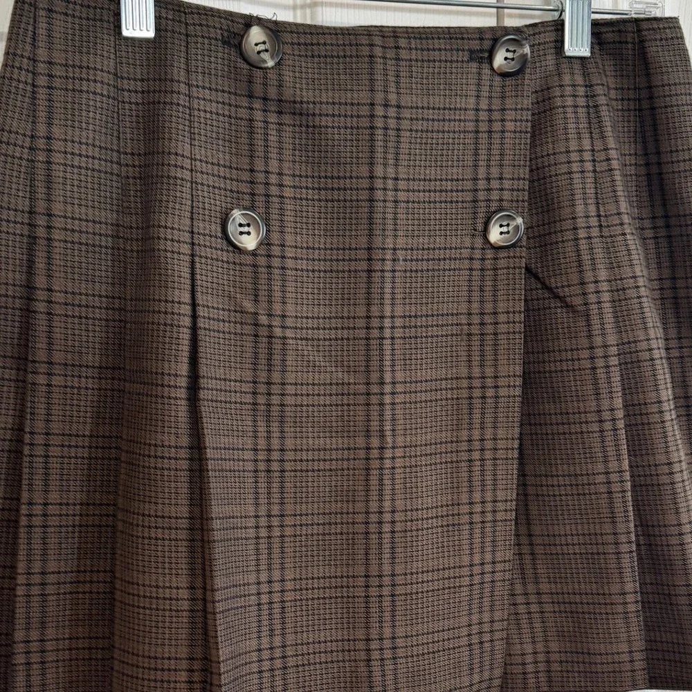 Vintage Tracy Evans Womens Brown Plaid Pleated Mini Skirt SZ 11 Heritage Preppy - Picture 3 of 10